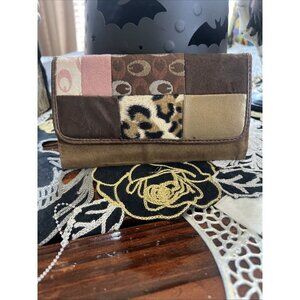 Unbranded Patchwork Animal Print Brown Pink Wallet